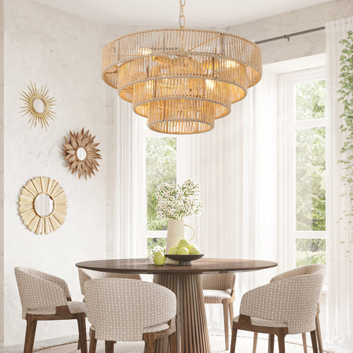 20' Modern 4-Layer Woven Hemp Rope Chandelier